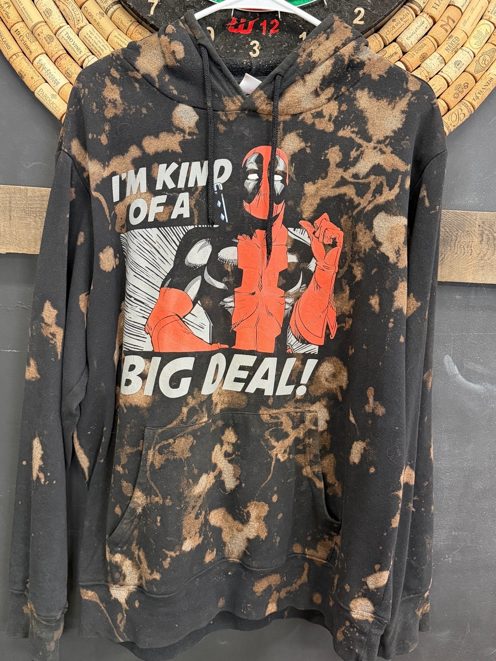 Marvel Black and Orange Bleached Deadpool Zip-Up Sweater